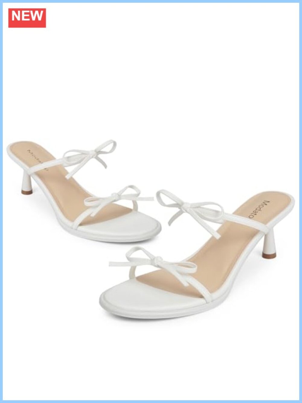 Kitten Heel Sandals Two Strap Rounded Toe Slip On - Picture 5 of 6